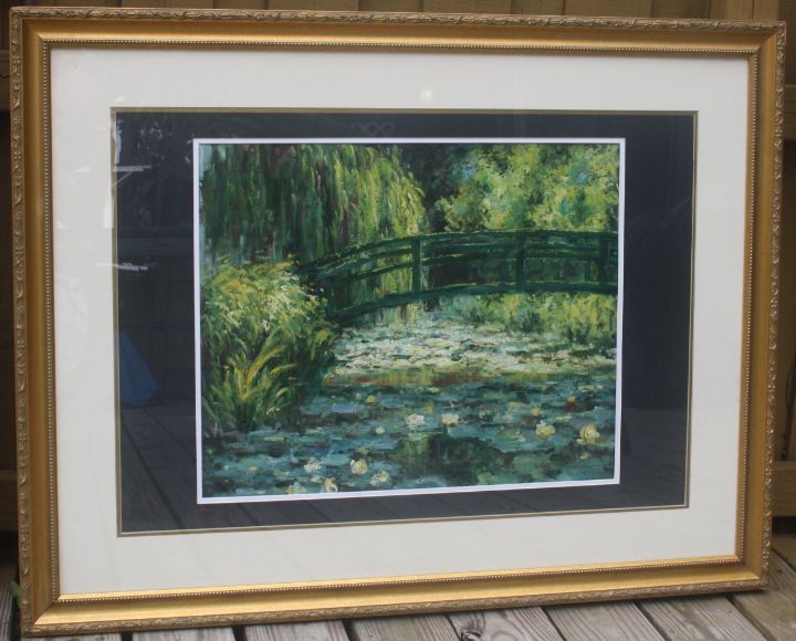 Bridge over a Pond of Water Lilies - eco-friendly art