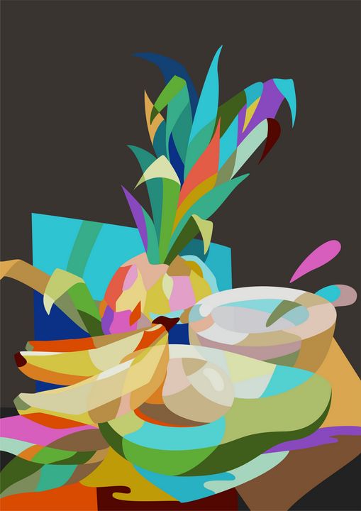 Tropical Fruits in Cubism style - Pun p.section