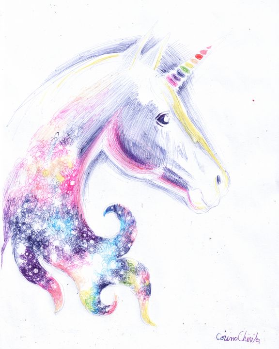 Unicorn head - The drawings and paintings of Corina Chirila