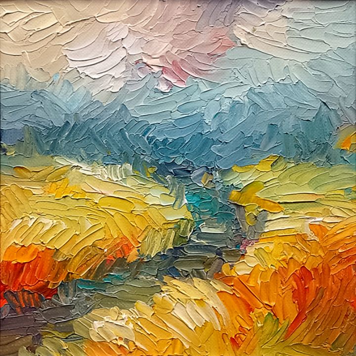 Original Impasto Landscape Aspen Painting on Canvas