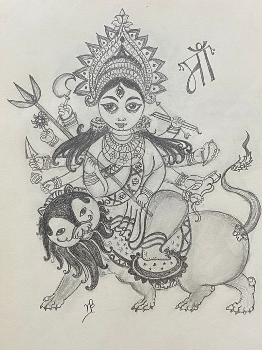 Goddess Durga Drawing Images - Free Download on Freepik