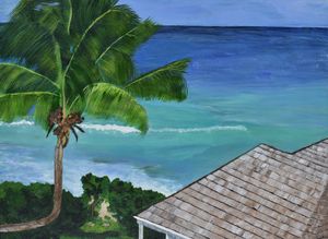Palm Tree - Hawksbill Beach, Antigua - Paintings by Sheila Murphy