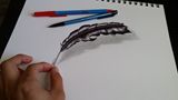 Feather flying away, 3D art.