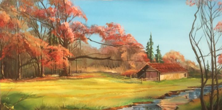Old Man Oak And Barn - Stephen E Rizzo - Paintings & Prints, Landscapes ...