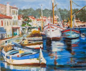les barques - Josyane Desclaux - Paintings & Prints, Landscapes