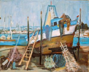 les barques - Josyane Desclaux - Paintings & Prints, Landscapes