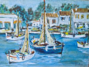 les barques - Josyane Desclaux - Paintings & Prints, Landscapes