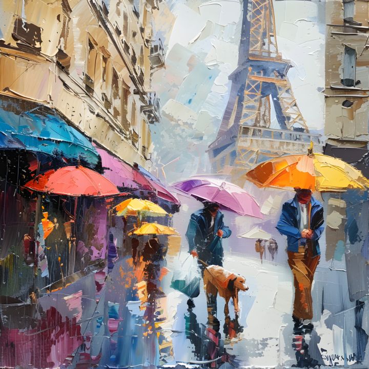 Strolling Through The Rain - Eva Bazhenova's Gallery - Digital Art & Ai 