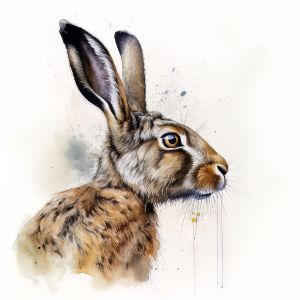 Hare Animal Portrait Watercolor - Frank095