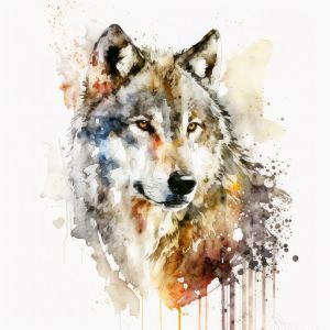 Wolf Portrait Watercolor Painting 10 - Frank095