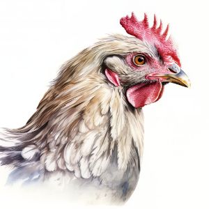 Hen Animal Portrait Watercolor - Frank095