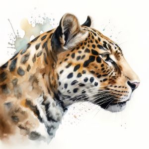 Jaguar Animal Portrait Watercolor - Frank095