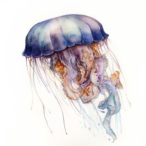 Jellyfish Animal Portrait Watercolor - Frank095