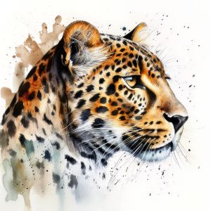 Leopard Animal Portrait Watercolor - Frank095