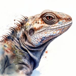 Lizard Animal Portrait Watercolor - Frank095