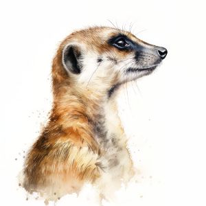Meerkat Animal Portrait Watercolor - Frank095