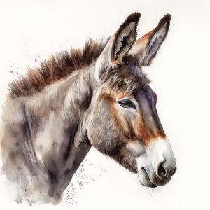 Mule Animal Portrait Watercolor - Frank095