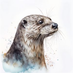 Otter Animal Portrait Watercolor - Frank095