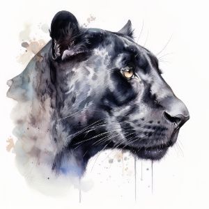 Panther Animal Portrait Watercolor - Frank095