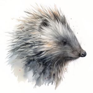 Porcupine Animal Portrait Watercolor - Frank095