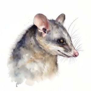 Possum Animal Portrait Watercolor - Frank095