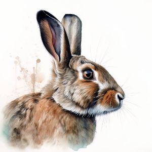 Rabbit Animal Portrait Watercolor - Frank095