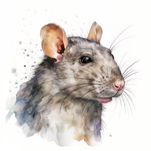 Rat Animal Portrait Watercolor - Frank095