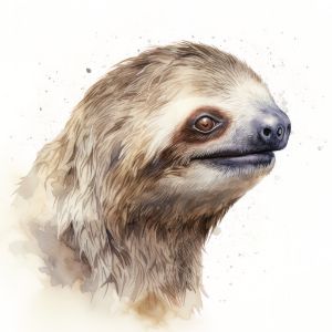 Sloth Animal Portrait Watercolor - Frank095