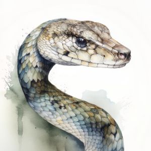 Snake Animal Portrait Watercolor - Frank095