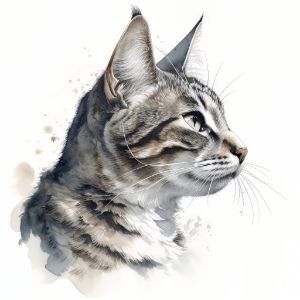 Cat Animal Portrait Watercolor - Frank095