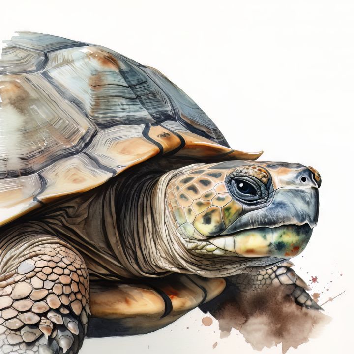 Tortoise Animal Portrait Watercolor - Frank095 - Digital Art & AI ...