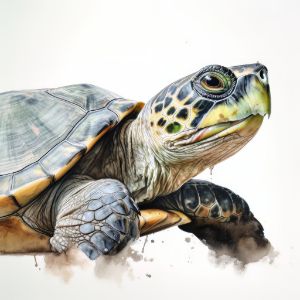 Turtle Animal Portrait Watercolor - Frank095