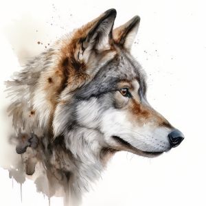 Wolf Animal Portrait Watercolor - Frank095