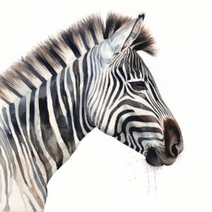 Zebra Animal Portrait Watercolor - Frank095