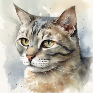 Bombay Cat Portrait Watercolor - Frank095