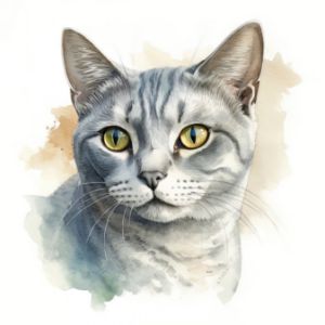 Burmilla Cat Portrait Watercolor - Frank095