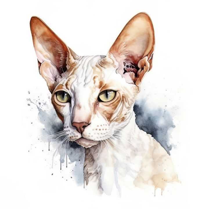 Cornish Rex Cat Portrait Watercolor - Frank Ring - Digital Art & AI ...