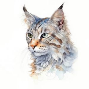 Dragon Li Cat Portrait Watercolor - Frank095