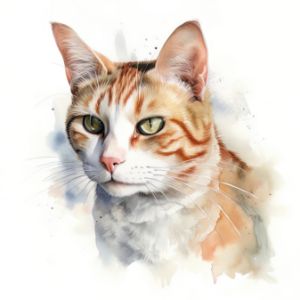 Khao Cat Portrait Watercolor - Frank095