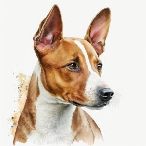 Basenji Dog Portrait Watercolor Pain - Frank095