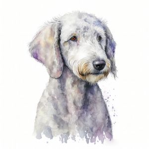 Bedlington Terrier Dog Watercolor - Frank095