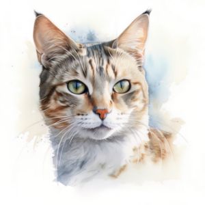 Sam Cat Portrait Watercolor Painting - Frank095