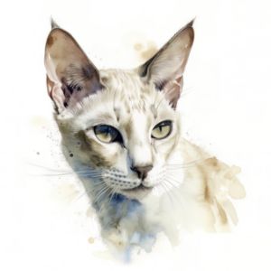 Singapura Cat Portrait Watercolor - Frank095