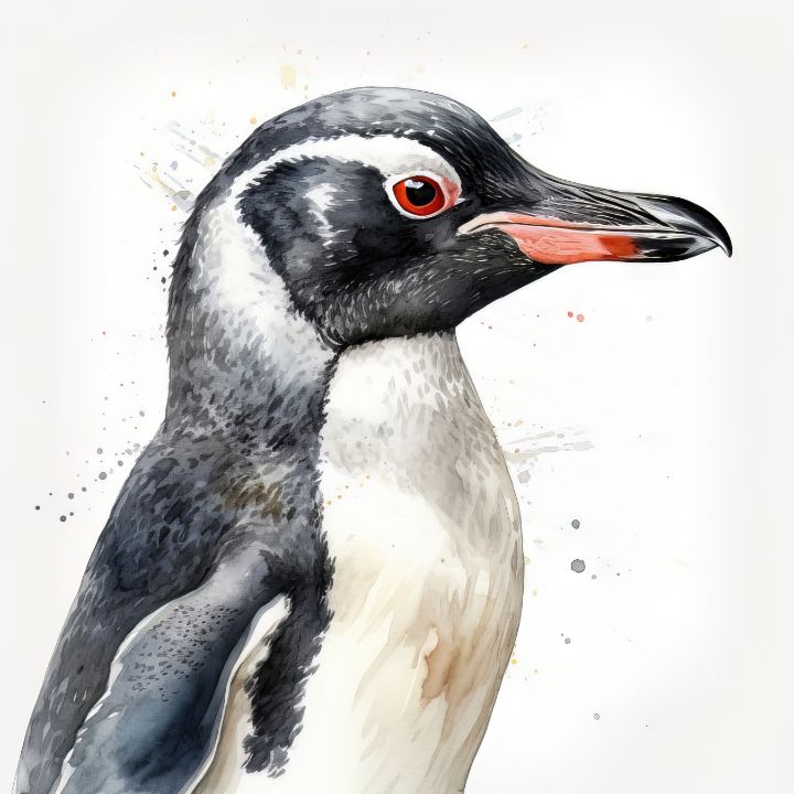 Penguin Animal Portrait Watercolor - Frank095 - Digital Art, Animals, Birds,  & Fish, Birds, Penguins - ArtPal