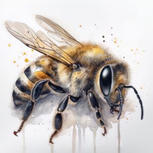 Bee Animal Portrait Watercolor - Frank095