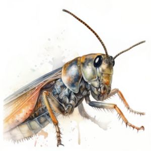 Cricket Animal Portrait Watercolor - Frank095