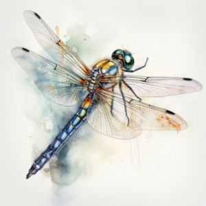 Dragonfly Animal Portrait Watercolor - Frank095
