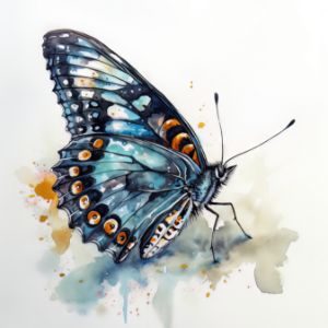 Butterfly Animal Portrait Watercolor - Frank095