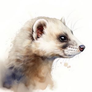 Ferret Animal Portrait Watercolor - Frank095