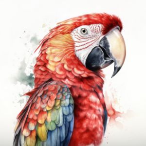 Scarlet Macaw Bird Watercolor - Frank095